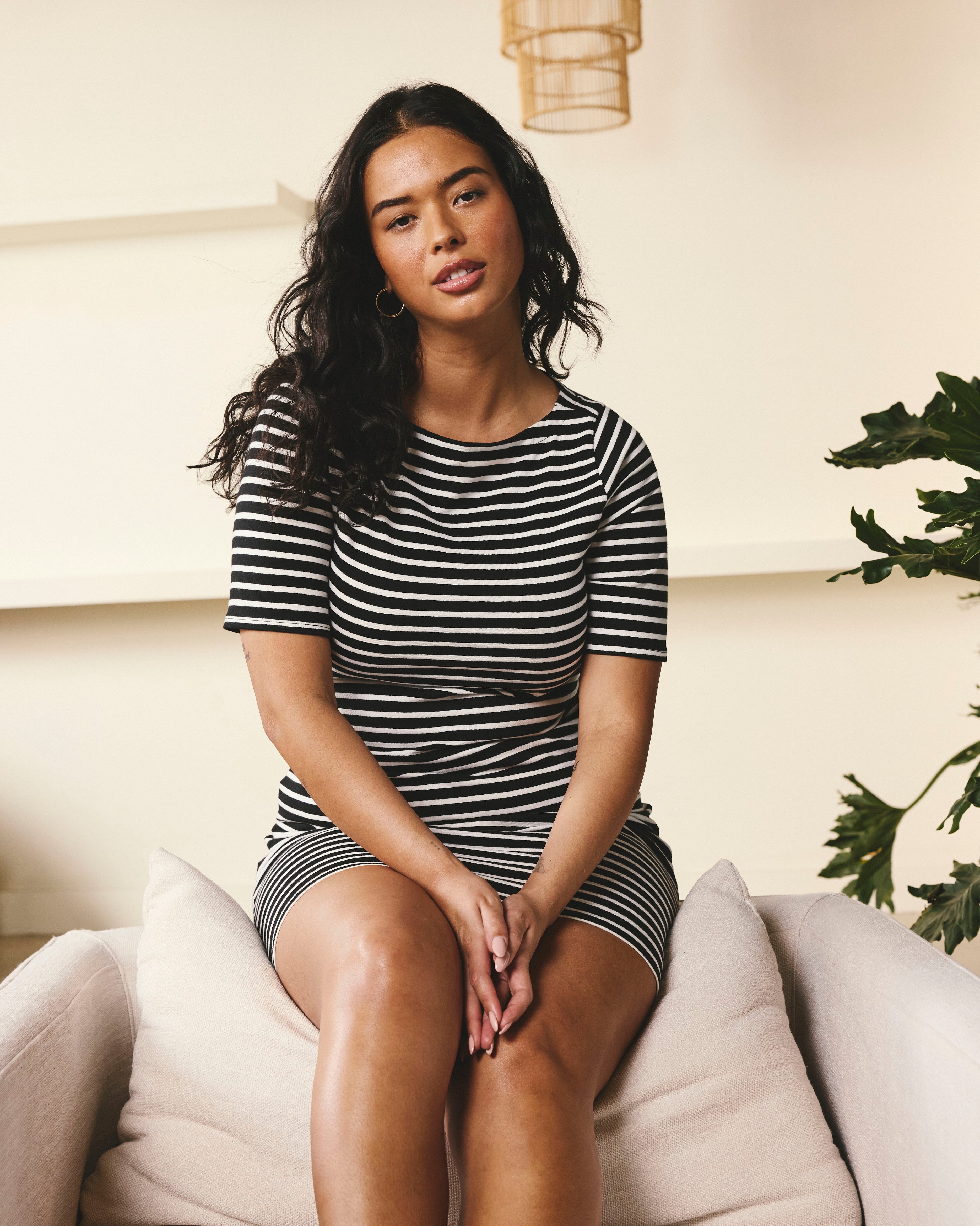 Belle Breton Stripe Jersey Dress - Black/White Stripe