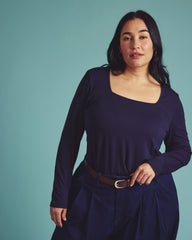 Agatha Liquid Jersey Top - Midnight