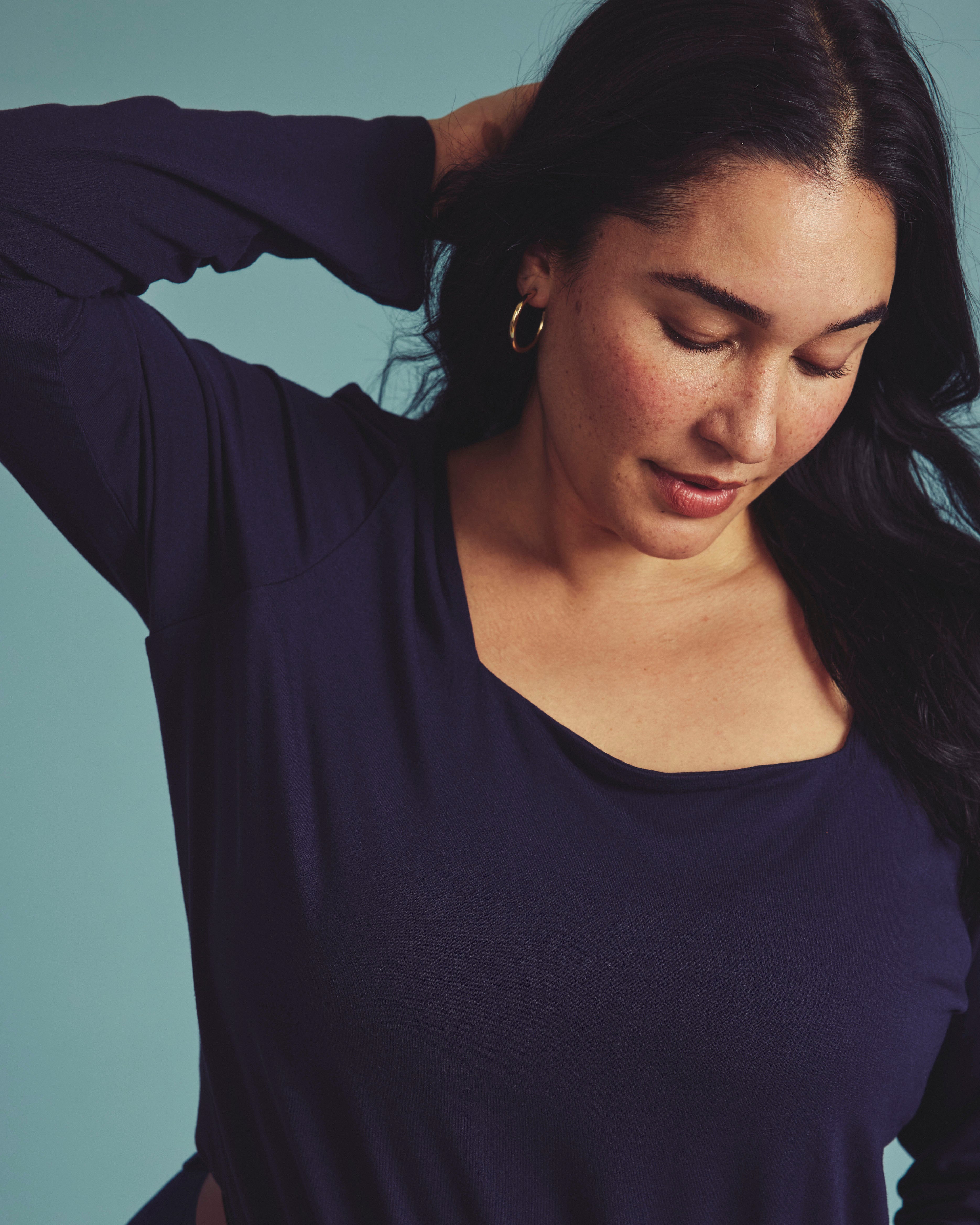 Agatha Liquid Jersey Top - Midnight
