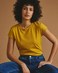 Ashley Cap Sleeve Tee - Yellow Ochre