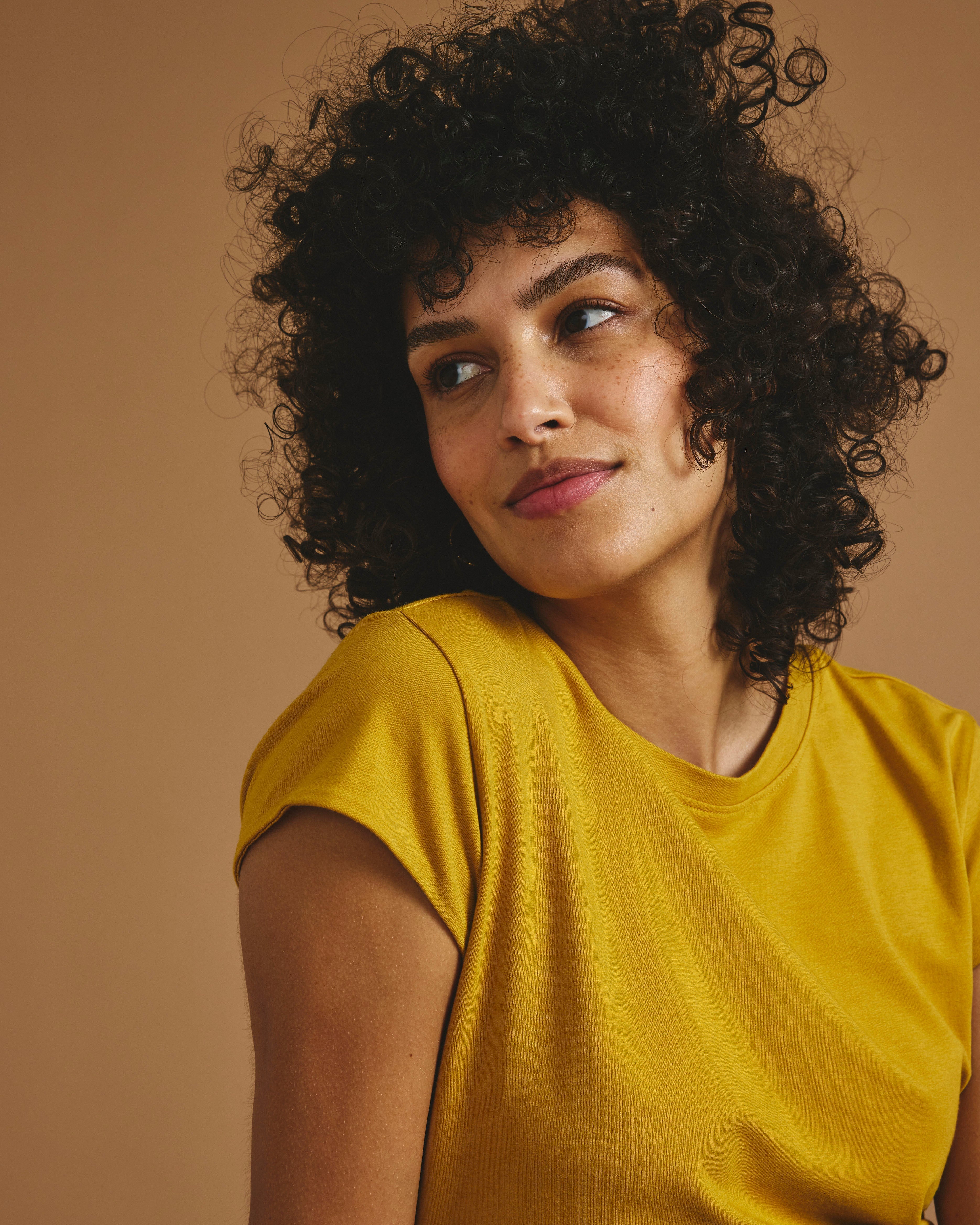 Ashley Cap Sleeve Tee - Yellow Ochre