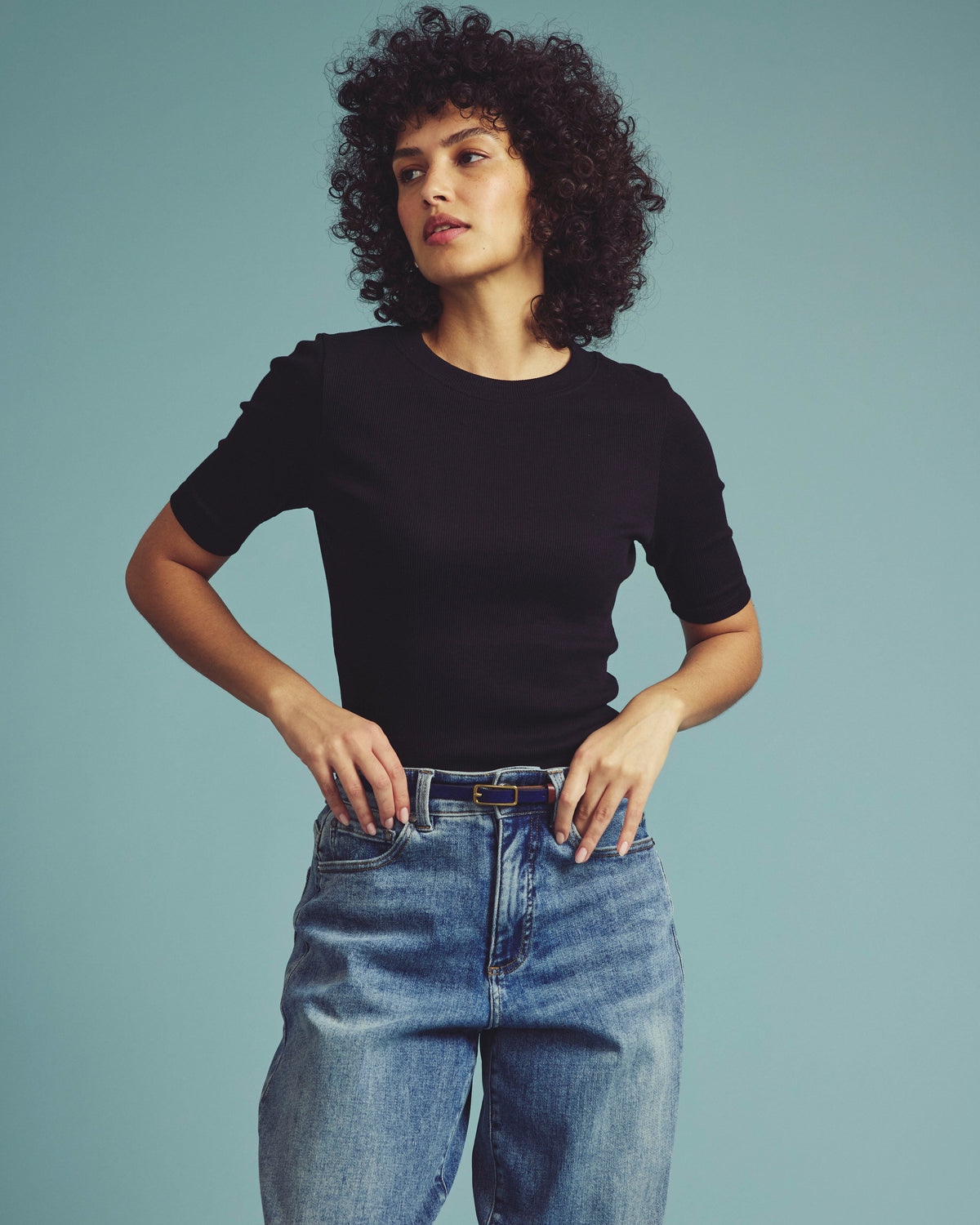 Classic Ribbed Tee - Black