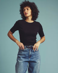 Classic Ribbed Tee - Black