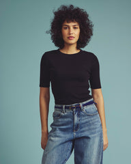 Classic Ribbed Tee - Black