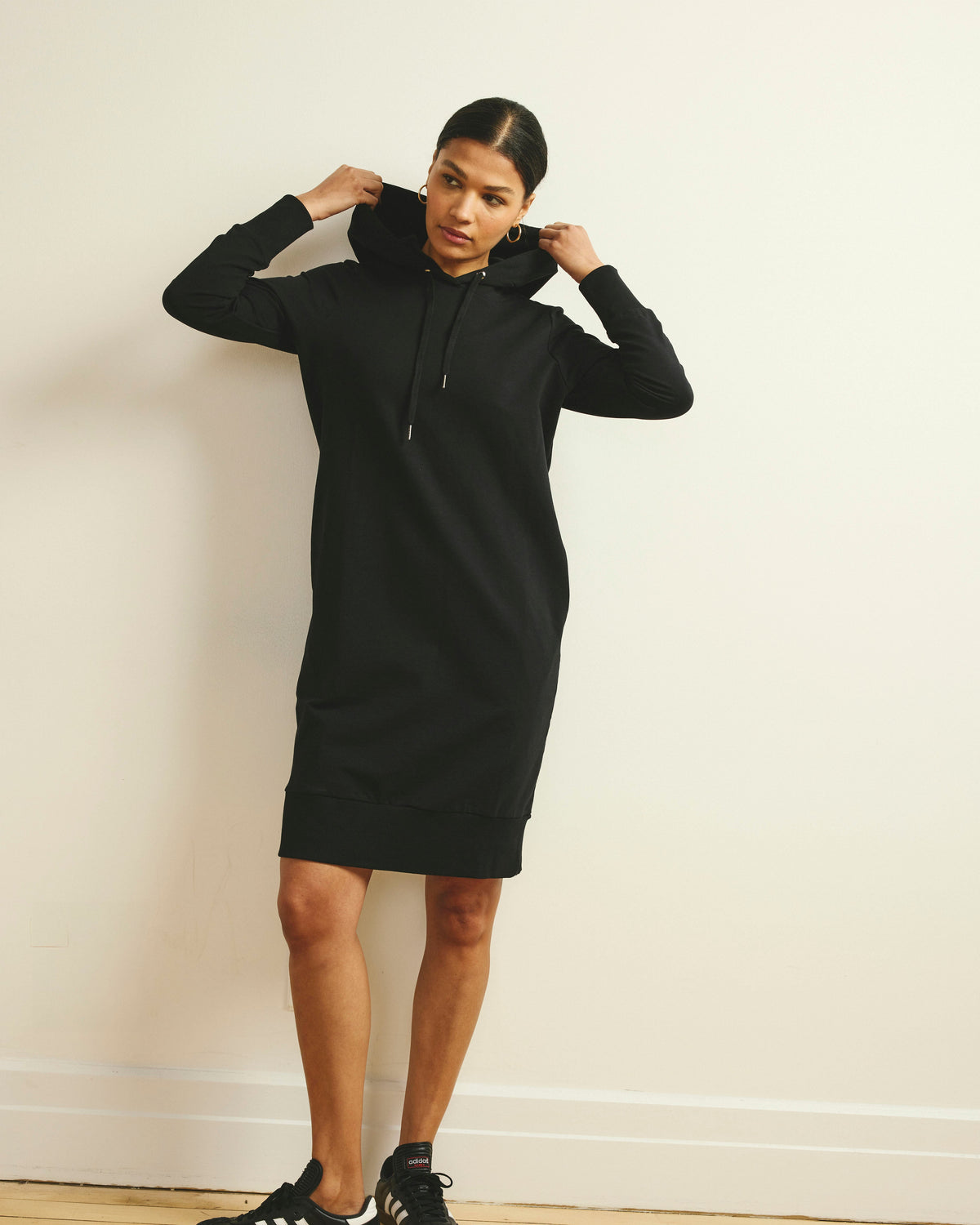 Bree Hooded Sweatshirt Dress - Black