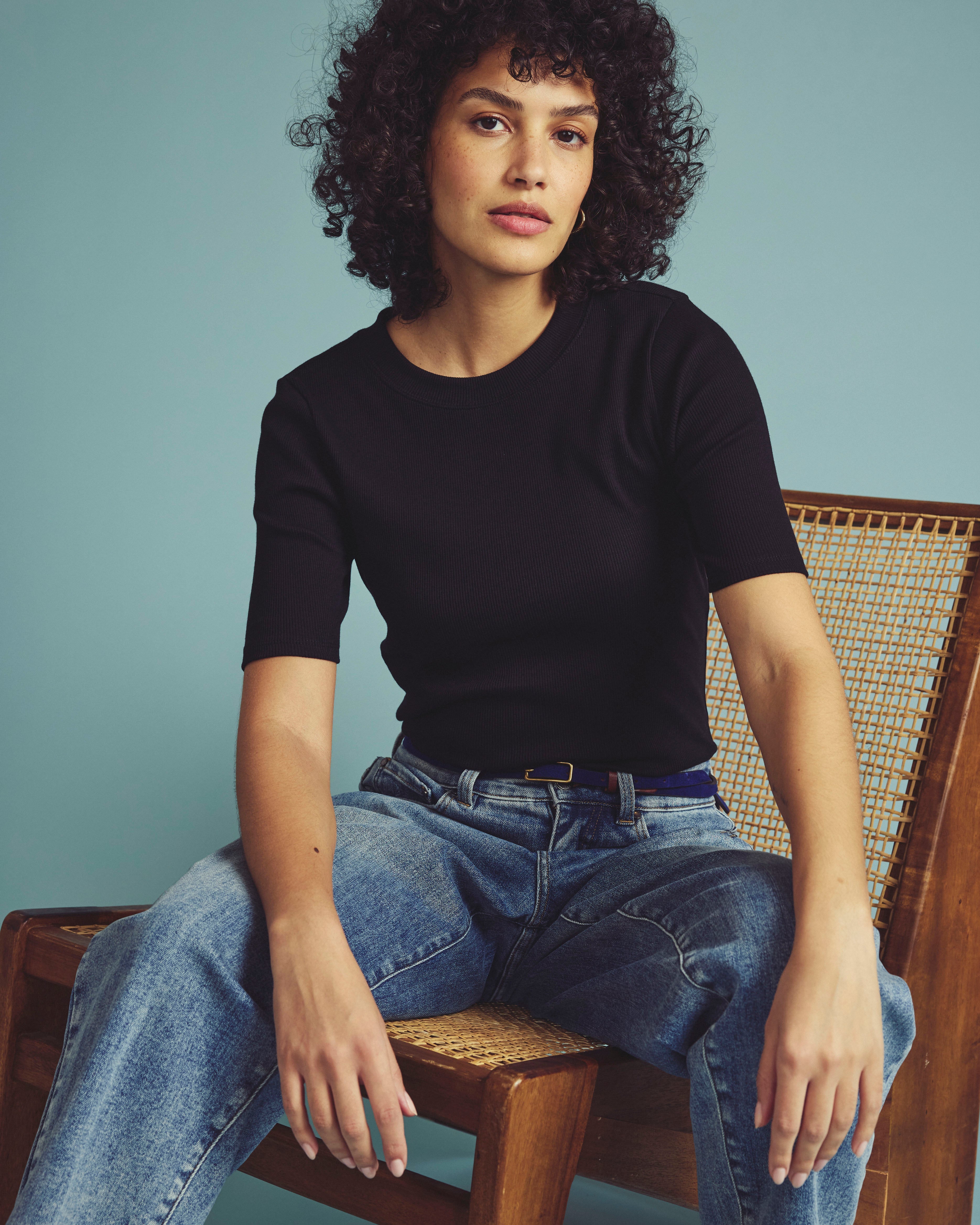 Classic Ribbed Tee - Black