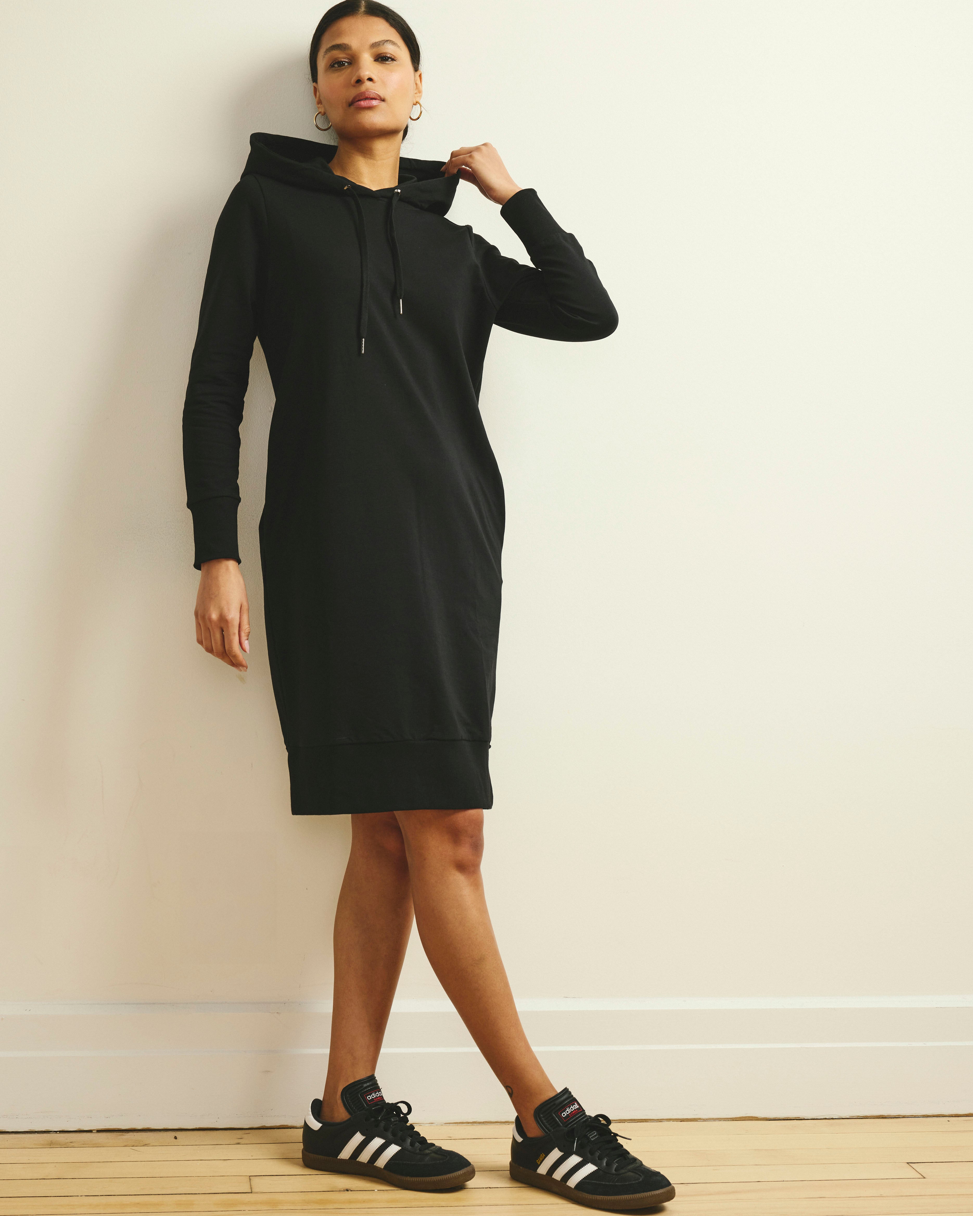 Bree Hooded Sweatshirt Dress - Black