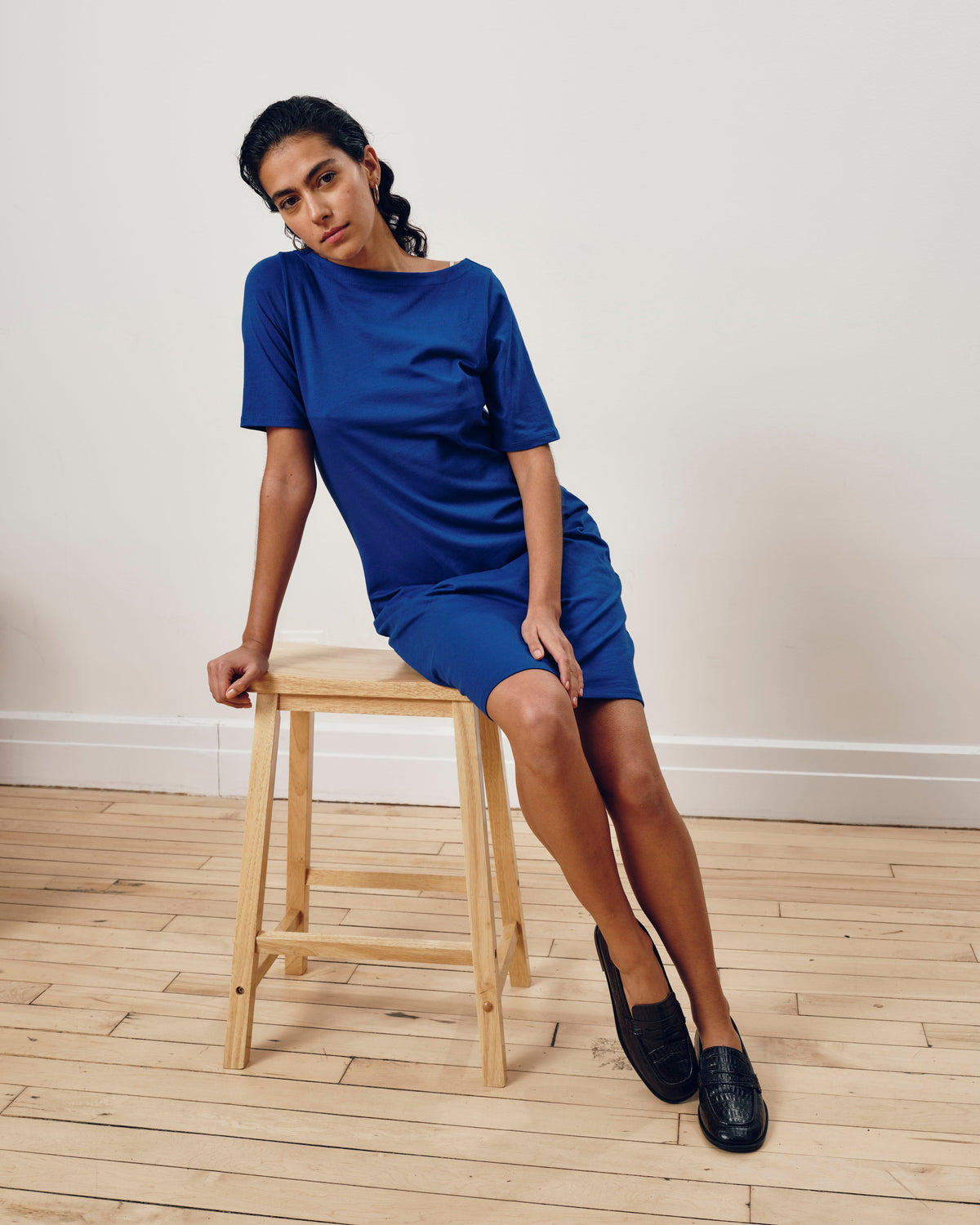 Belle Breton Stripe Jersey Dress - Solid Ultramarine