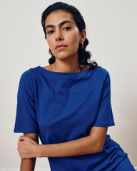 Belle Breton Stripe Jersey Dress - Solid Ultramarine