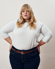 Belle Breton Stripe Jersey Tee - Pale Blue/White Stripe