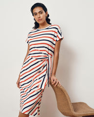 Crescent Breton Stripe Knot Dress - Red/White/Blue Stripe