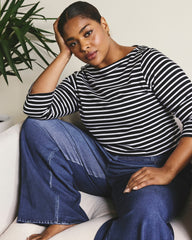 Belle Breton Stripe Jersey Tee - Black/White Stripe