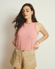 Cai High Neck Tank - Portrait Pink/White Stripe