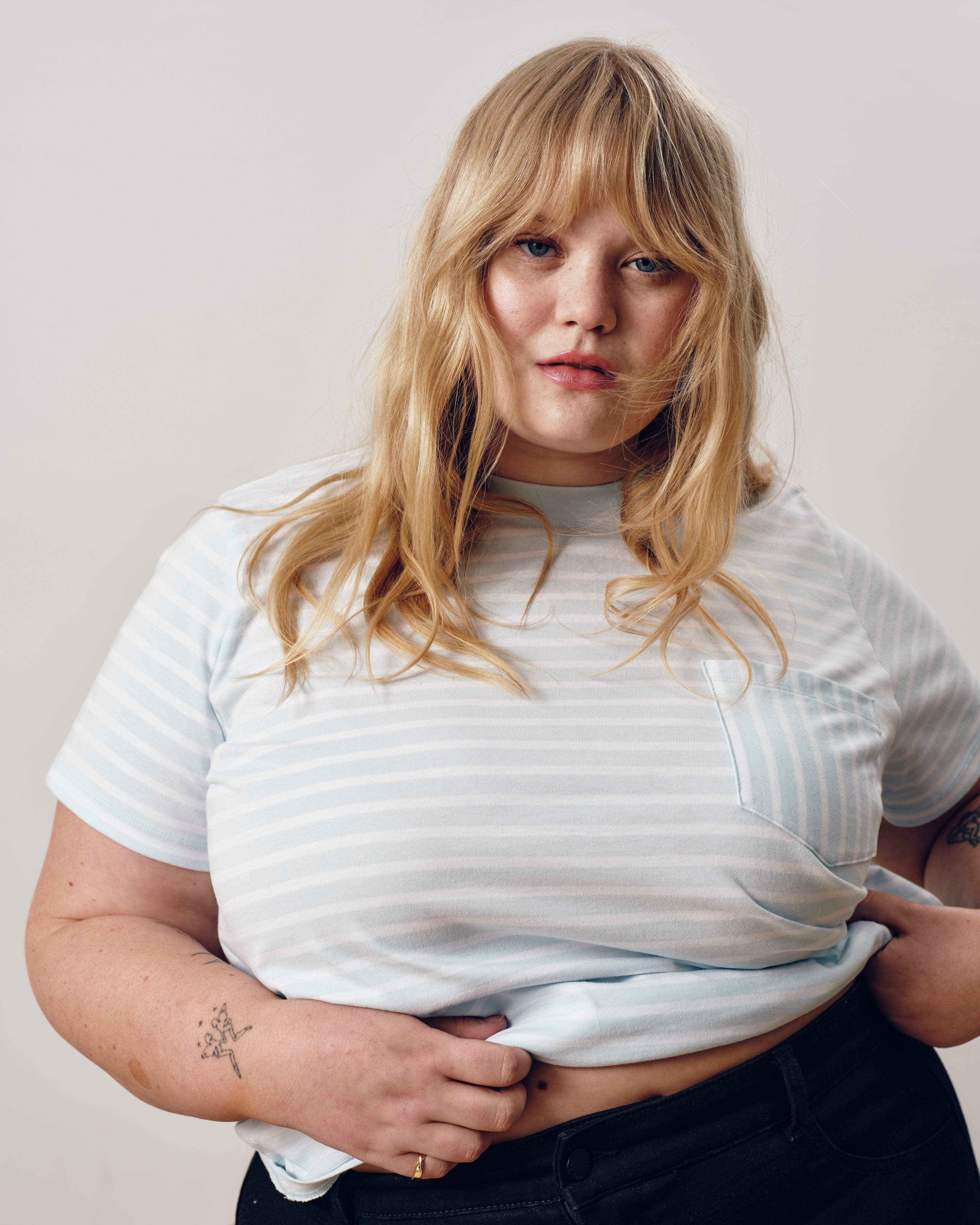 Breton Stripe Garcon Tee - Pale Blue/White Stripe
