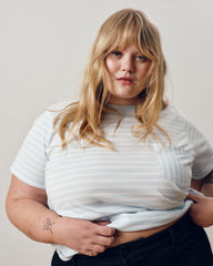 Breton Stripe Garcon Tee - Pale Blue/White Stripe