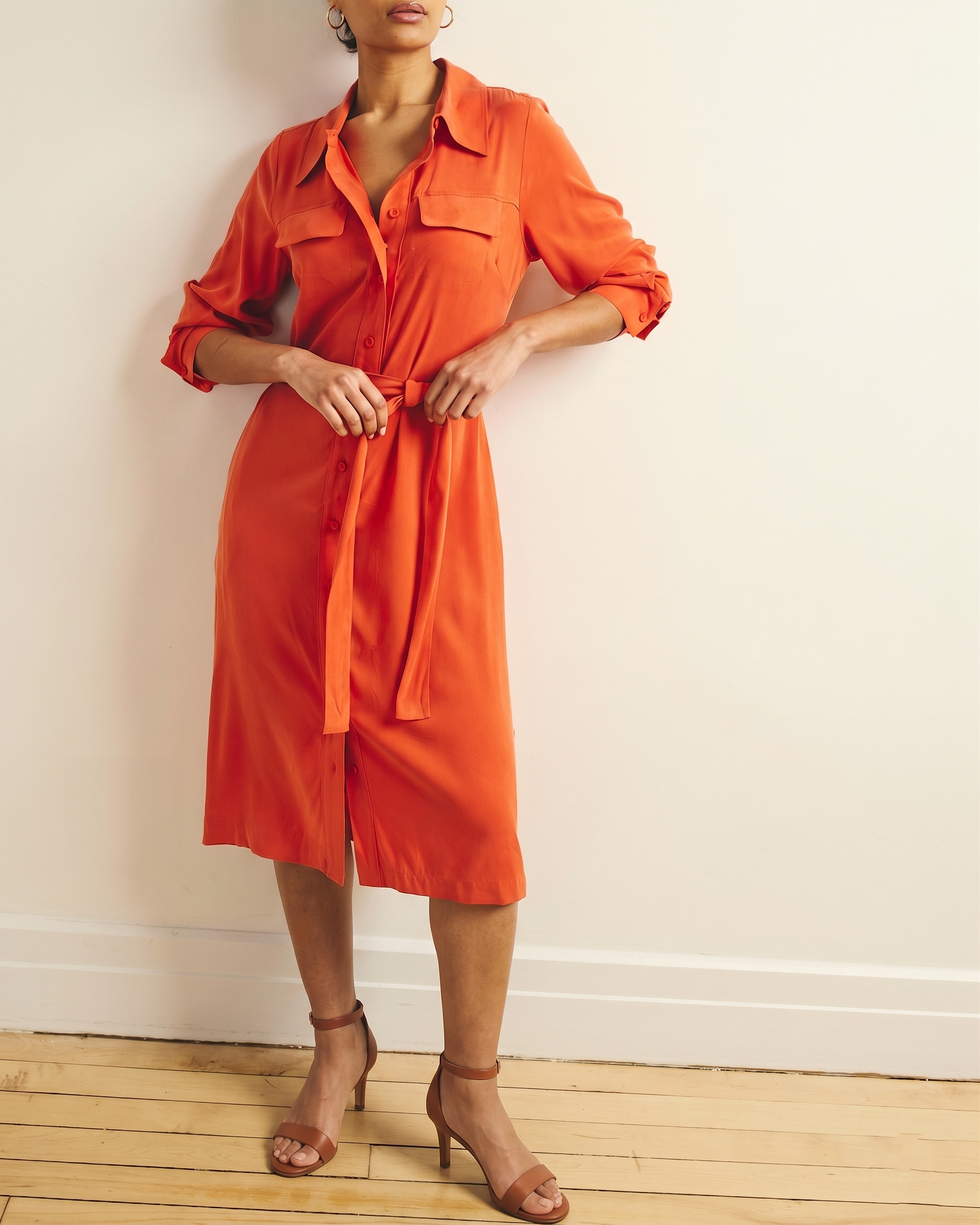 Cooling Stretch Cupro Savannah Dress - Orange Flame