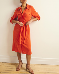 Cooling Stretch Cupro Savannah Dress - Orange Flame