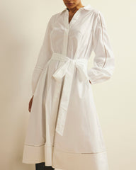 Claire Stretch Poplin Shirtdress - White