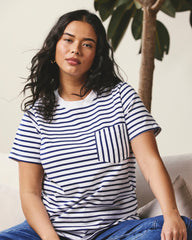 Breton Stripe Garcon Tee - White/Cenote Stripe