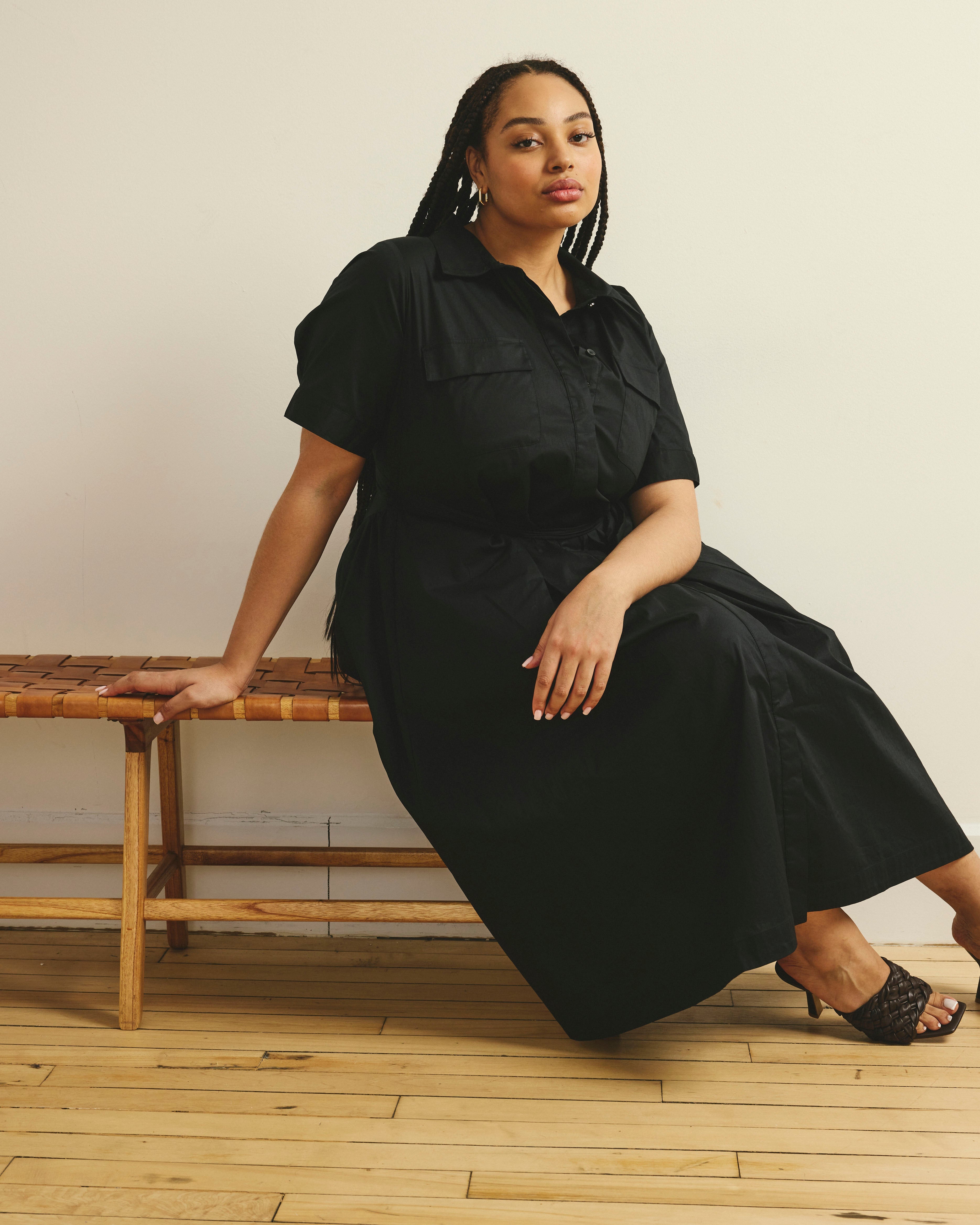 City Poplin Shirtdress - Black