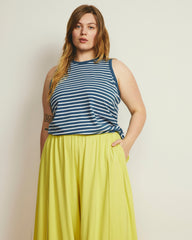 Cai High Neck Tank - Ink Blue/White Stripe
