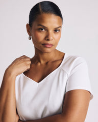 Carey Ribbed Sweetheart Tee - White
