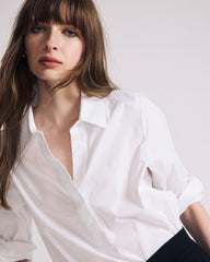 Button Back Poplin Polo Shirt - White