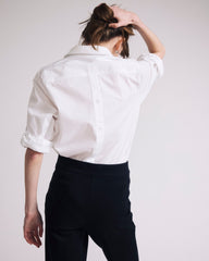 Button Back Poplin Polo Shirt - White