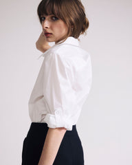 Button Back Poplin Polo Shirt - White