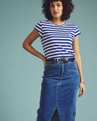 Ashley Cap Sleeve Tee - Hammersmith Blue/White Stripe