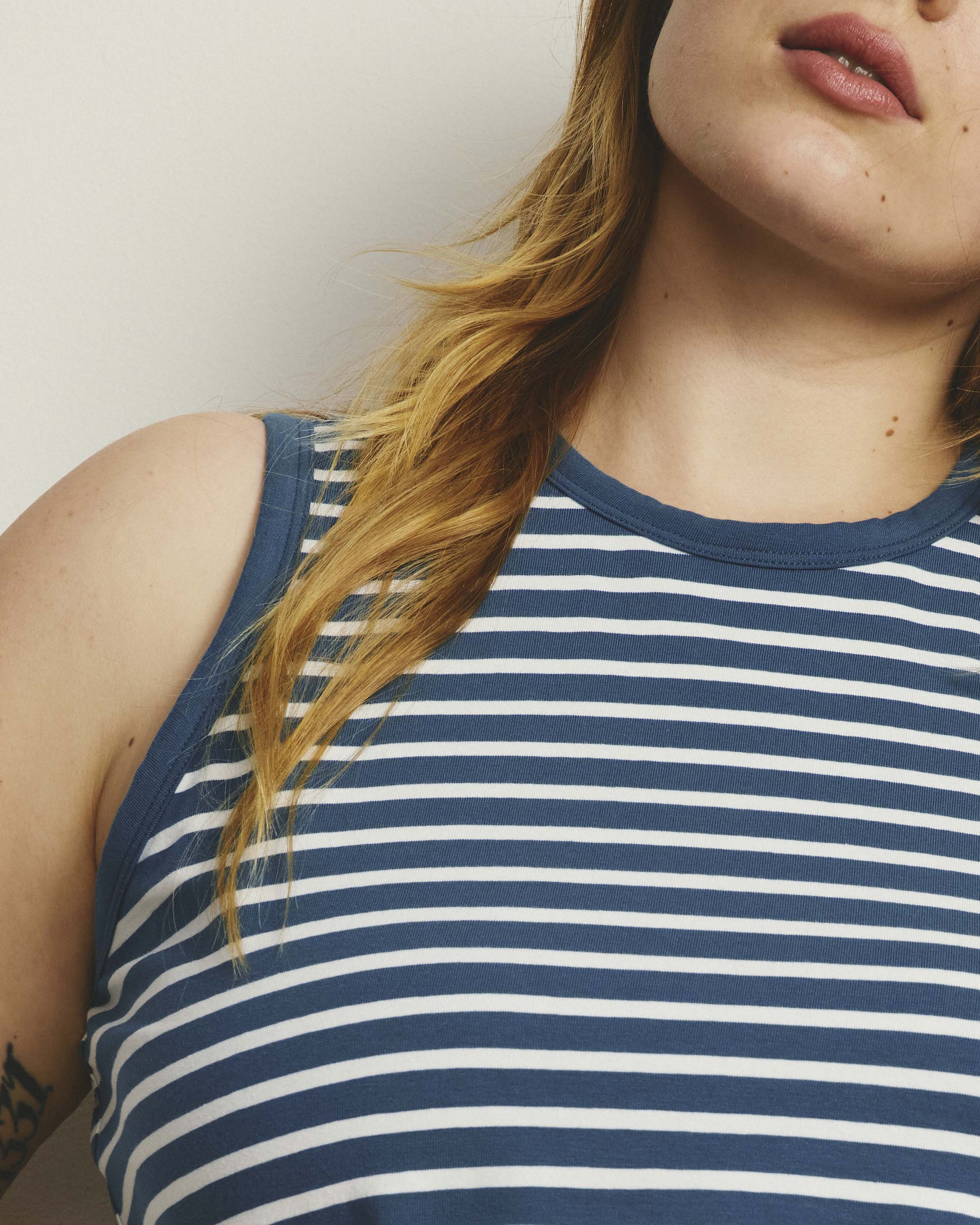 Cai High Neck Tank - Ink Blue/White Stripe