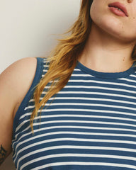 Cai High Neck Tank - Ink Blue/White Stripe