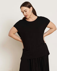 Alida Draped Liquid Jersey Top - Black