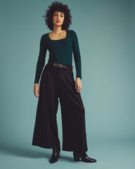 Agatha Liquid Jersey Top - Forest Green