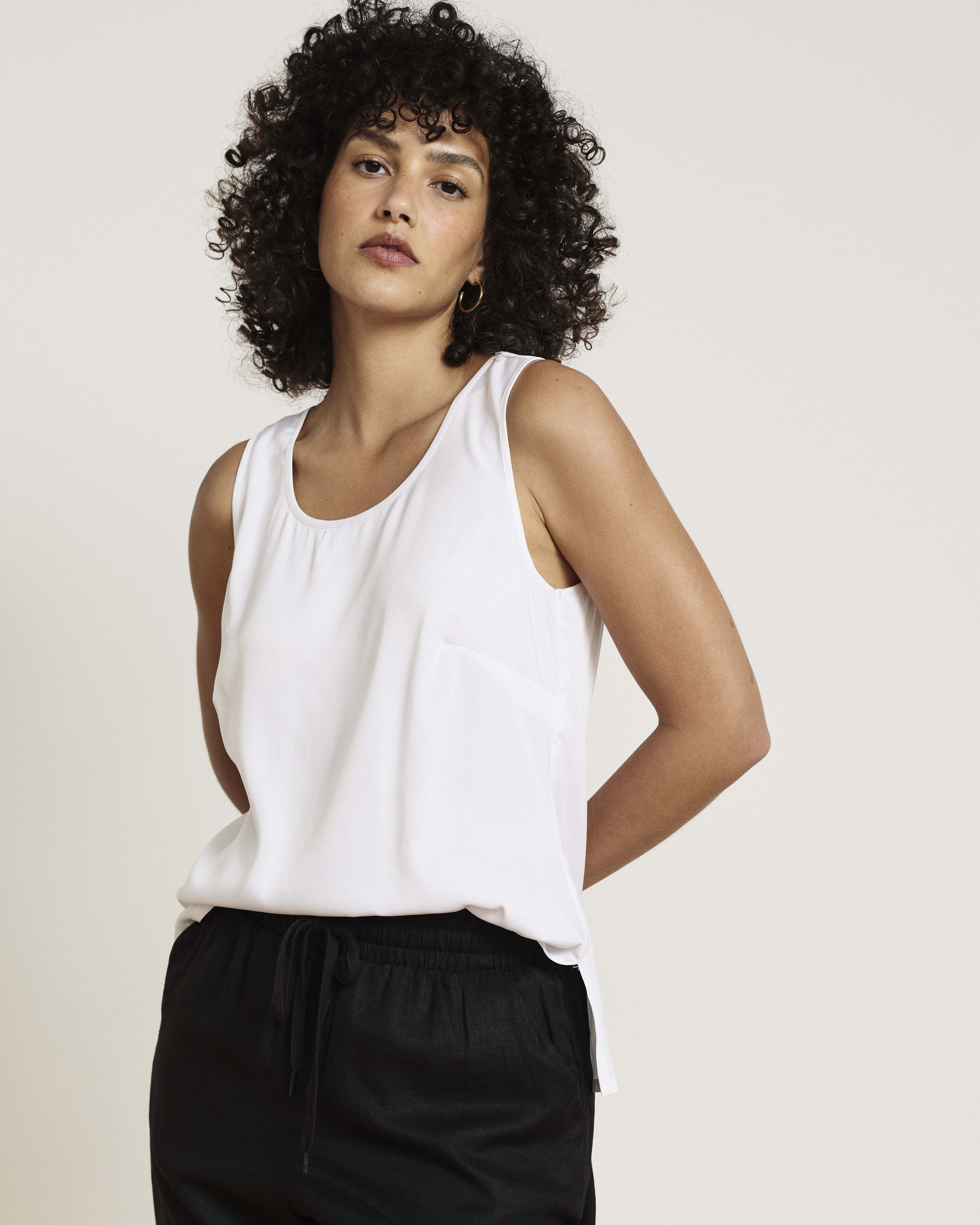 Cooling Stretch Cupro Tank - White