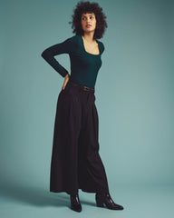 Agatha Liquid Jersey Top - Forest Green