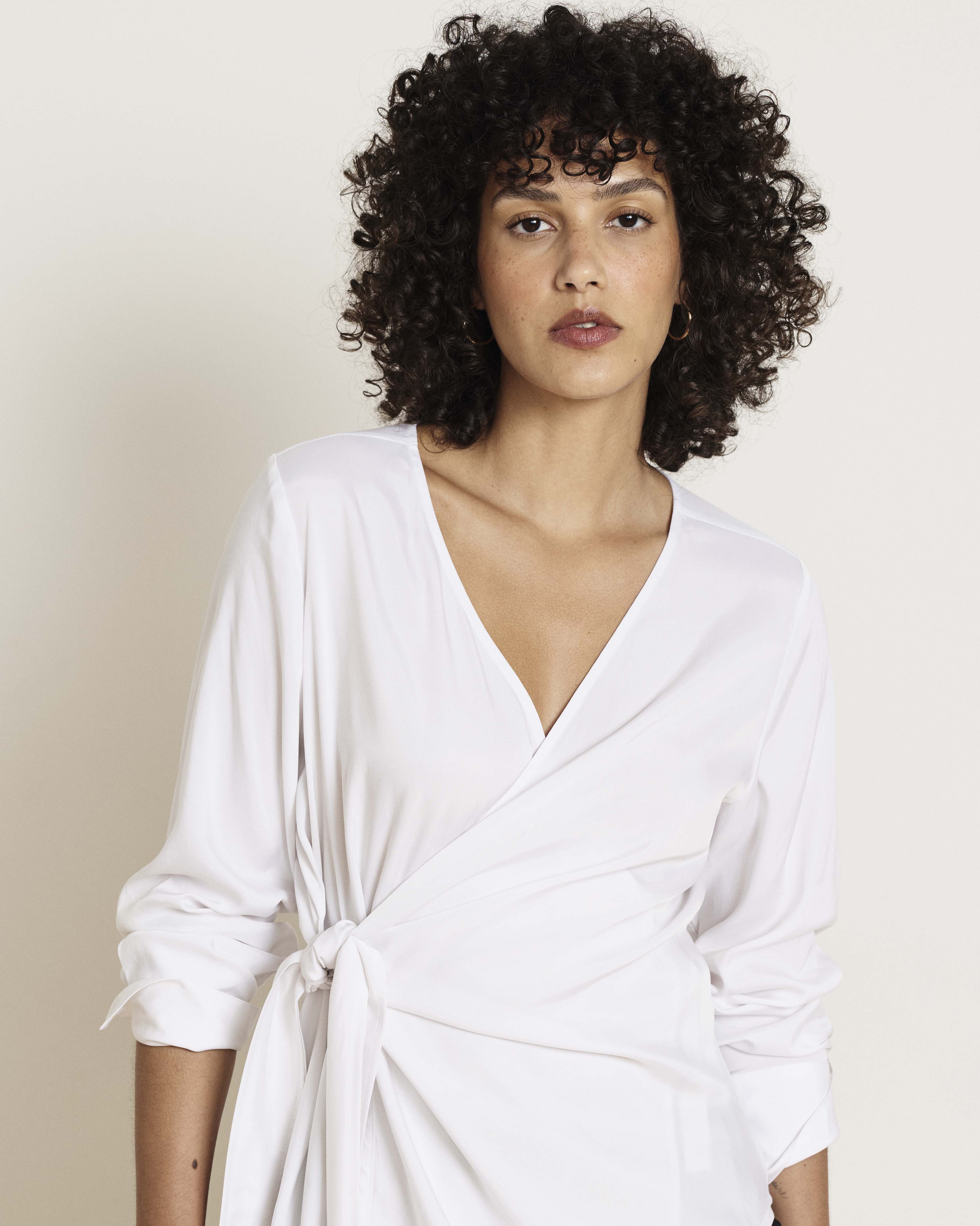 Beacon Stretch Cupro Wrap Shirt - White