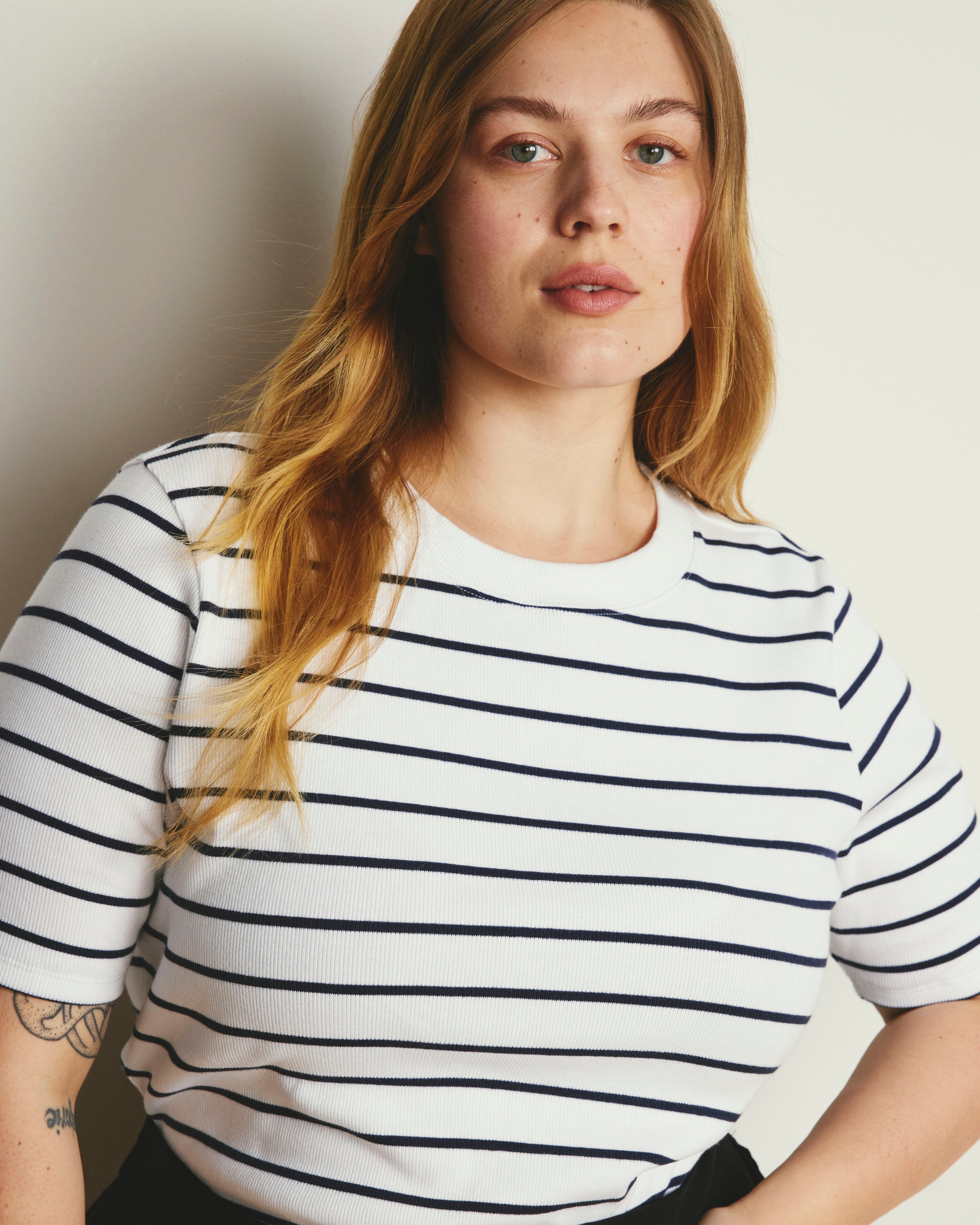 Classic Ribbed Tee - Nautical Navy Stripe