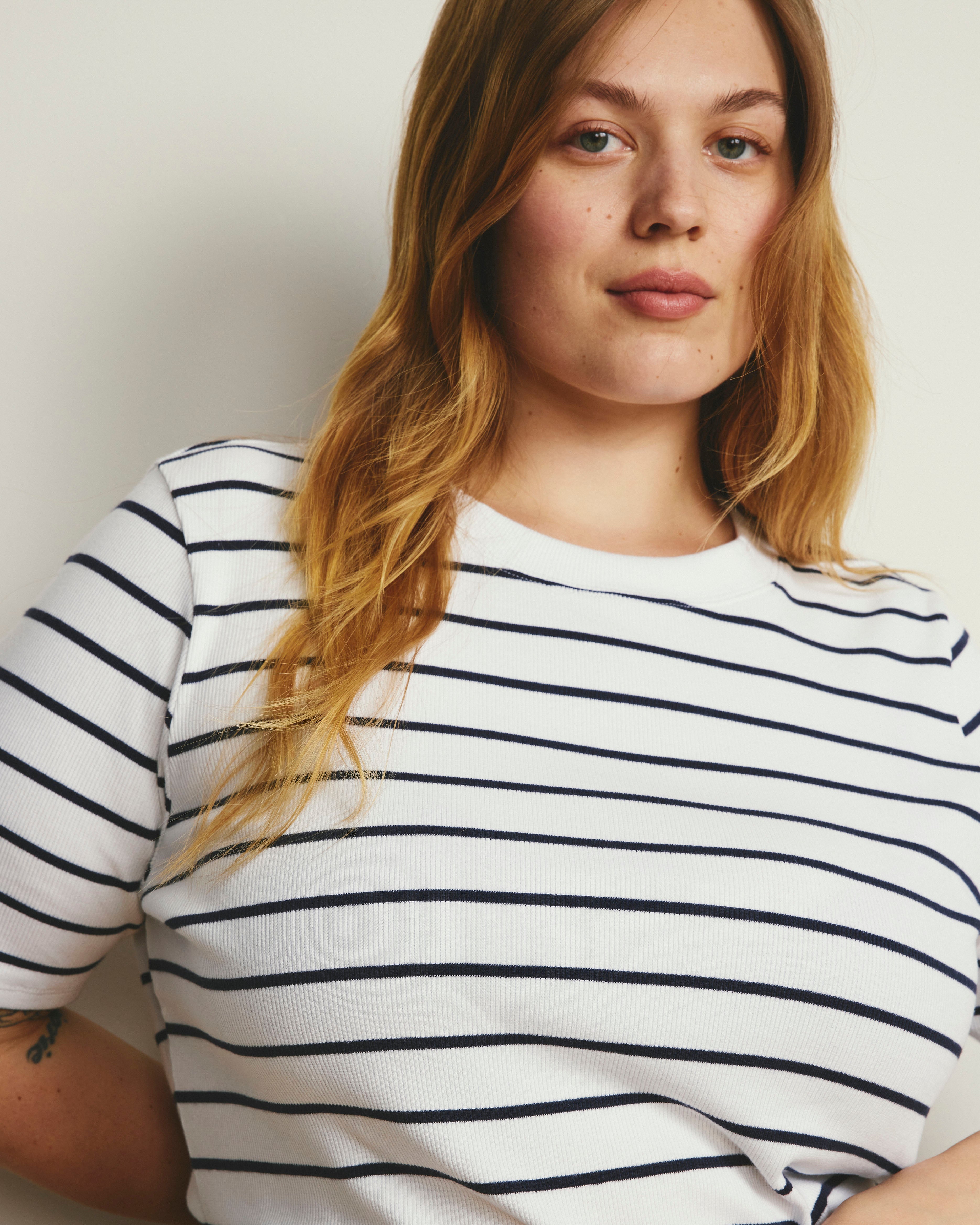 Classic Ribbed Tee - Nautical Navy Stripe