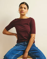 Bella Boatneck Tee - Black Cherry