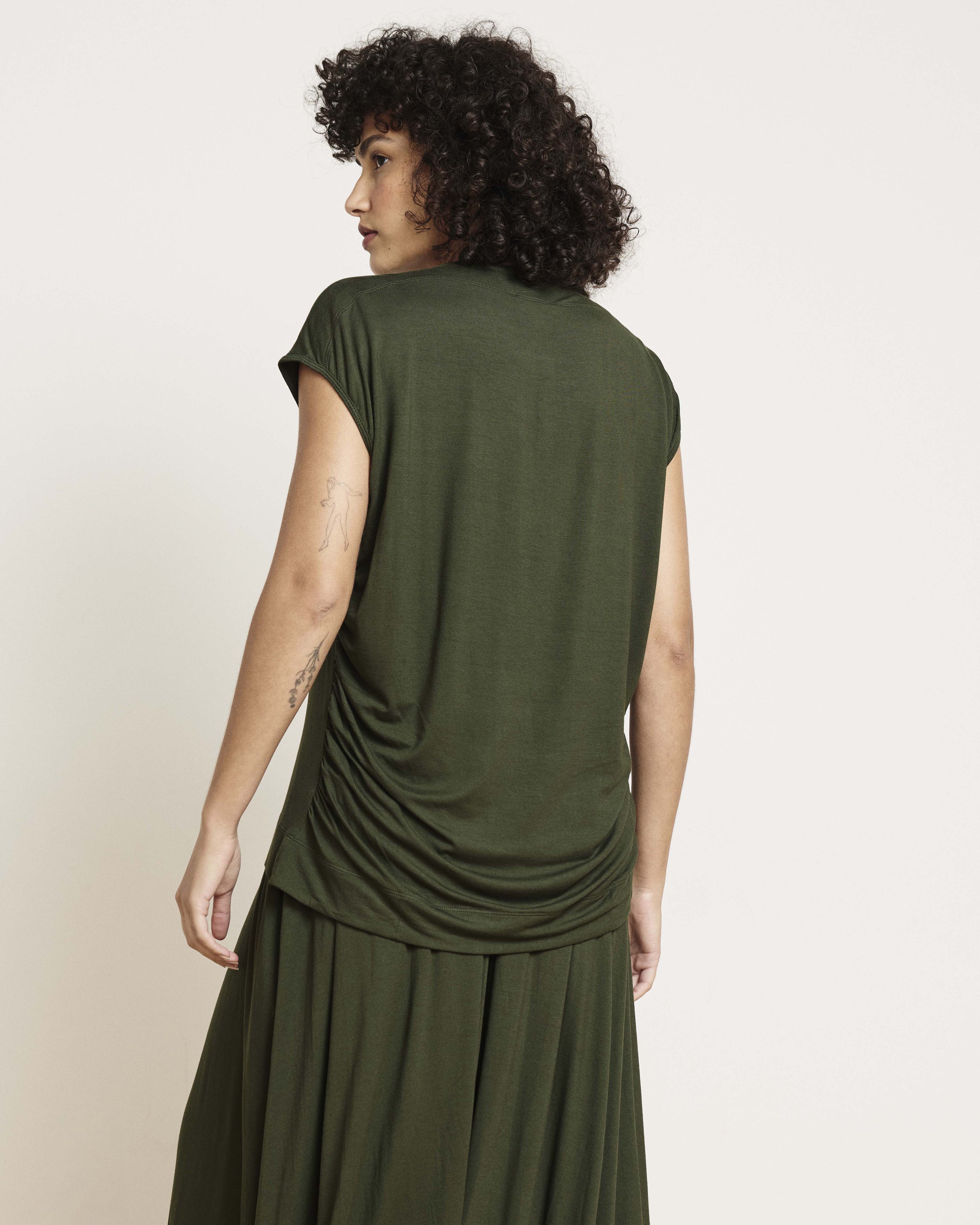 Alida Draped Liquid Jersey Top - Coratina Green