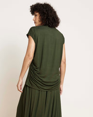 Alida Draped Liquid Jersey Top - Coratina Green