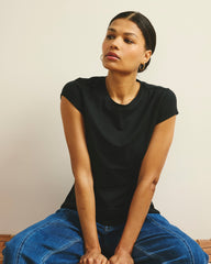 Ashley Cap Sleeve Tee - Black