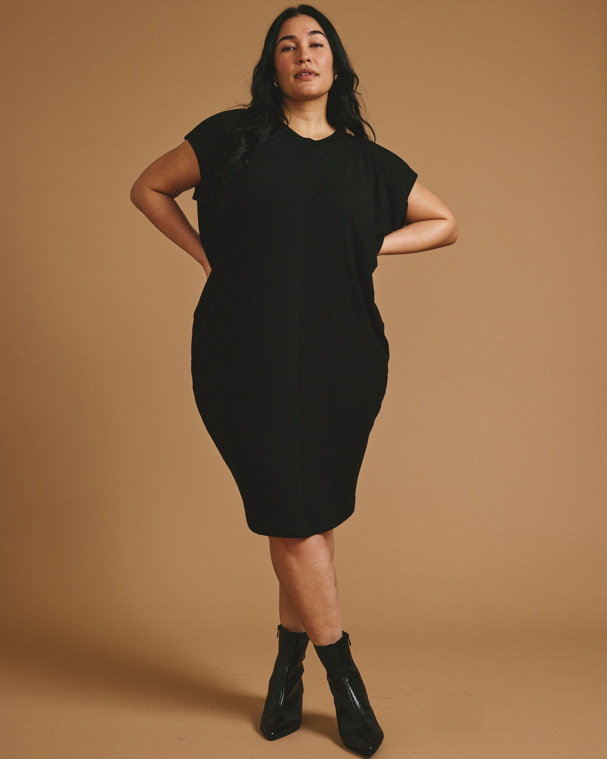 Carrea Relaxed Liquid Jersey Dress - Black