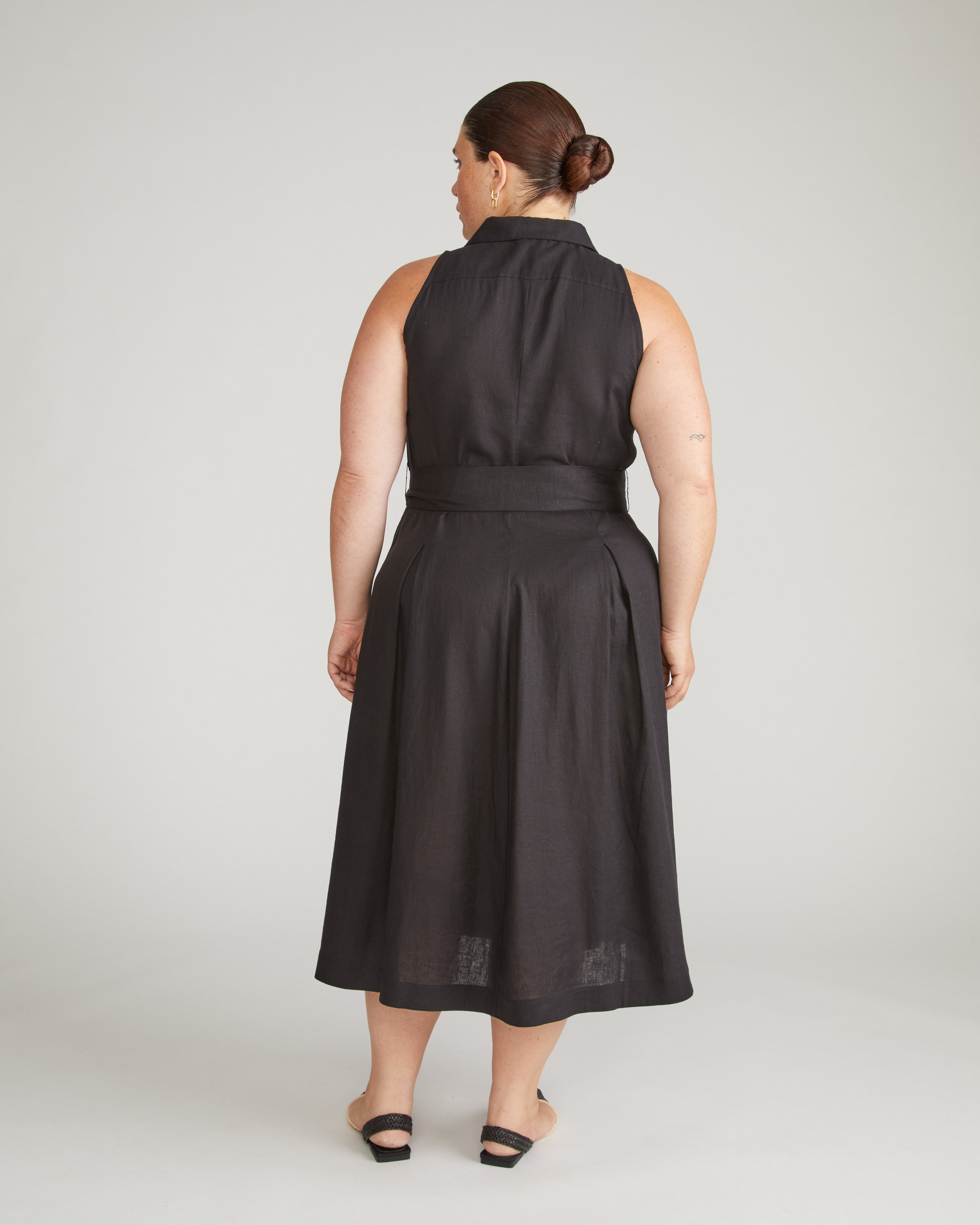 Adelaide Linen Blend Shirtdress - Black