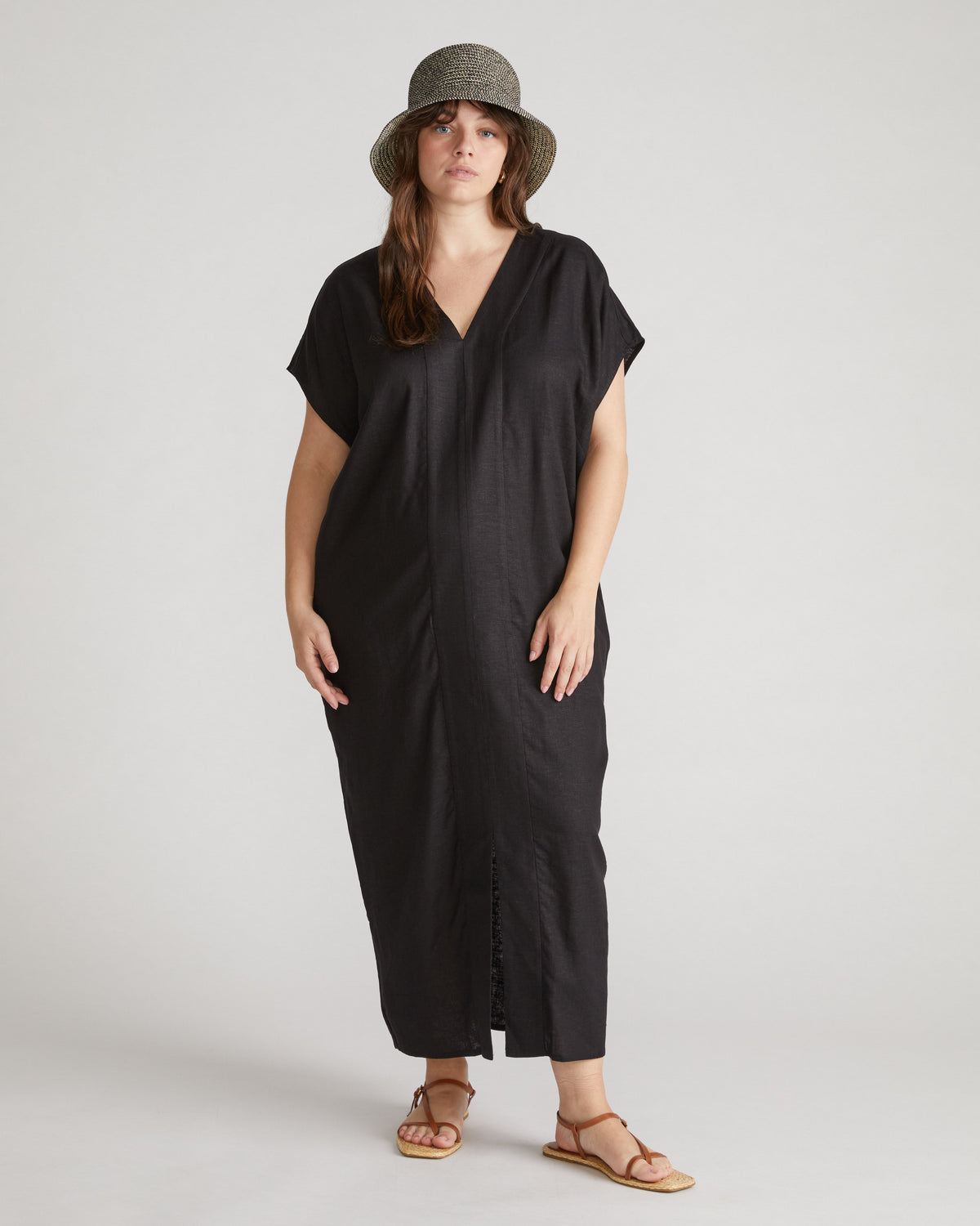 Cabana Linen Blend Kaftan - Black