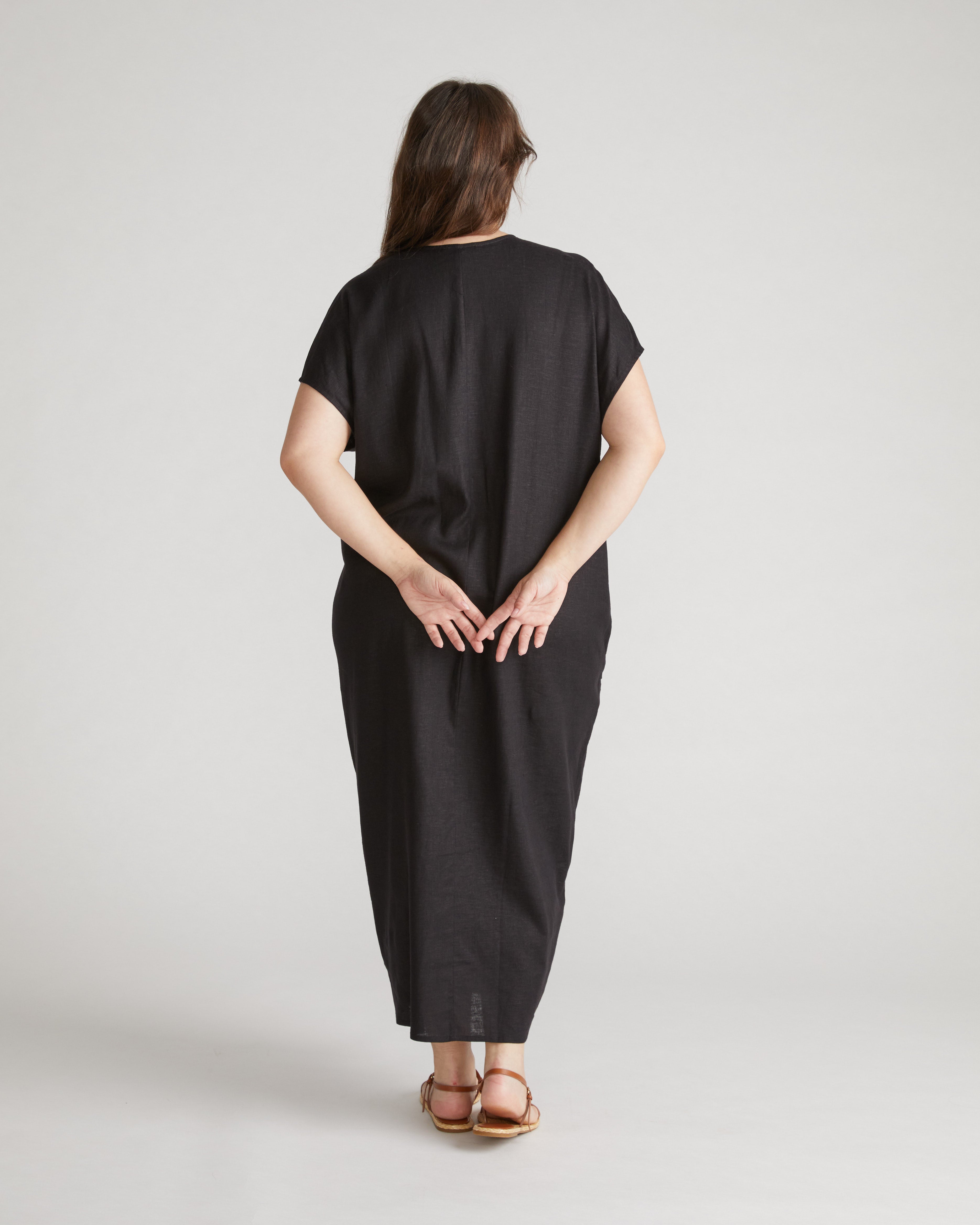 Cabana Linen Blend Kaftan - Black