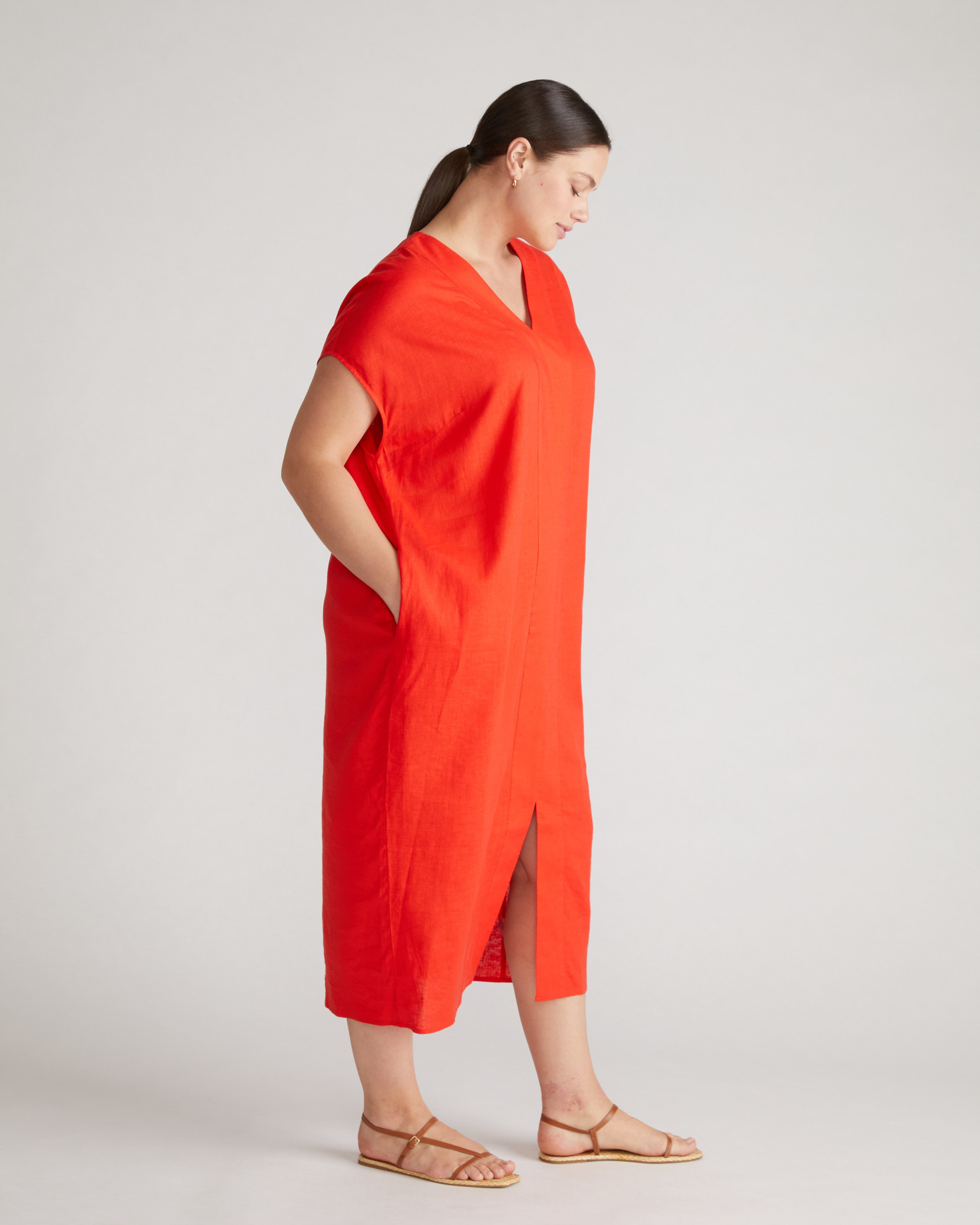 Cabana Linen Blend Kaftan - Shoreline Sunset