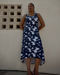 Athena Divine Jersey Dress - Navy Santiago Print