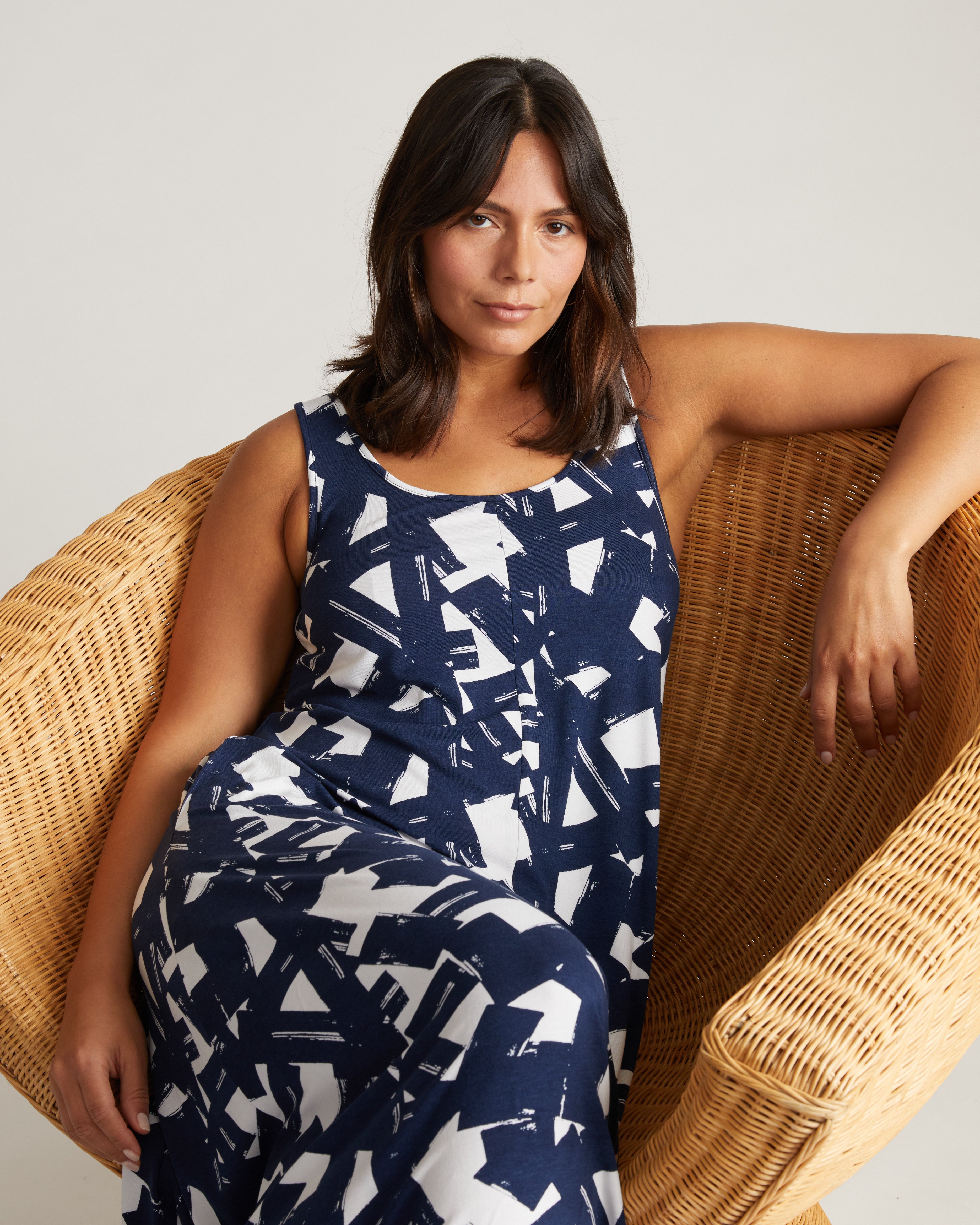 Athena Divine Jersey Dress - Navy Santiago Print